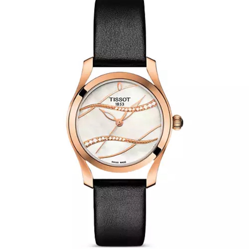 Tissot Rose Gold And Black Leather Watch